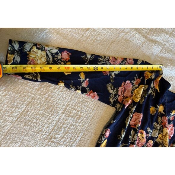 Shanghai KaiKai Company Floral Sweater Navy Rose Print Long Sleeve Boho Pullover - Picture 5 of 12